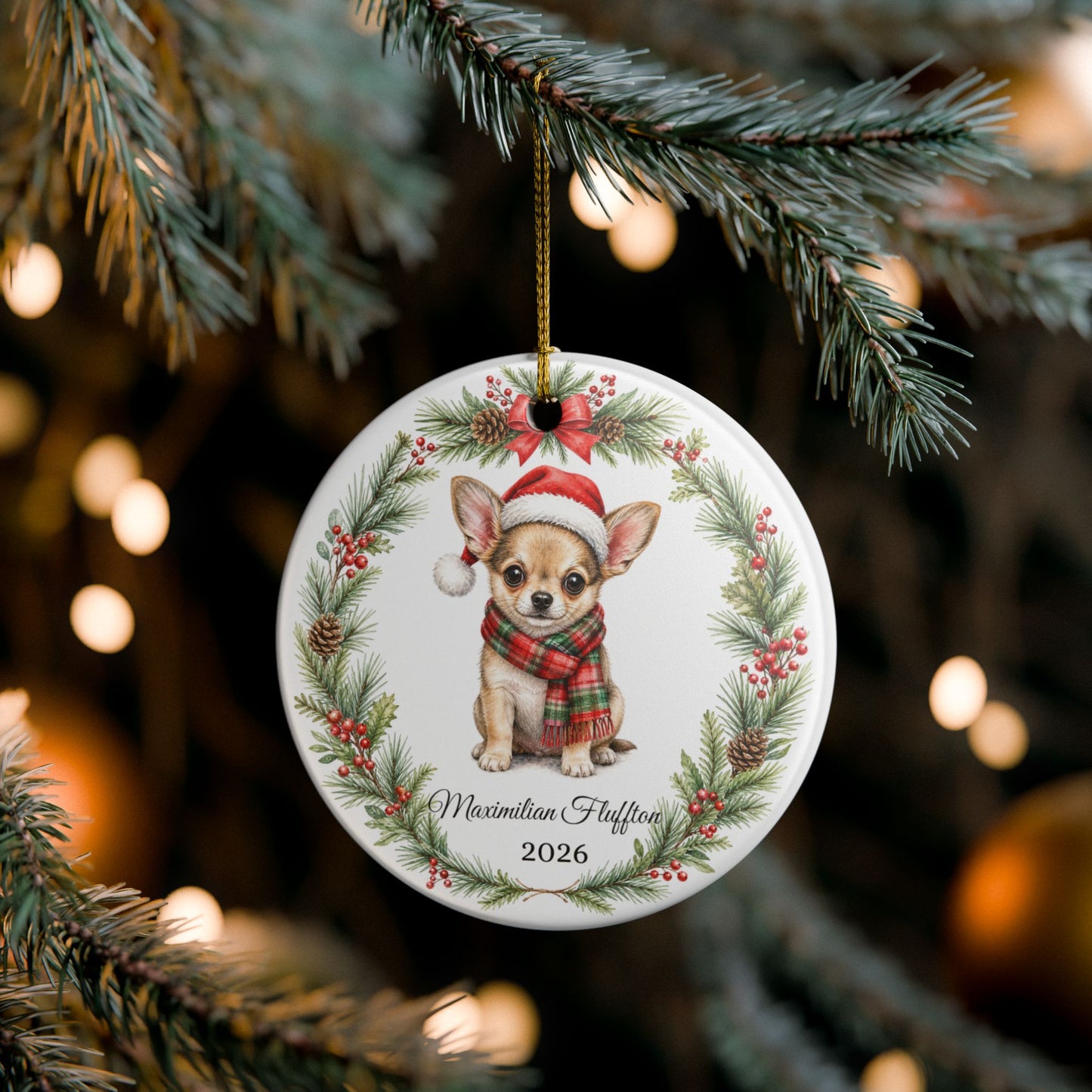 Chihuahua Ornament Personalized with Name, Chihuahua Christmas Ornament, Small Dog Mom Gift, Chi Lover Keepsake 2026