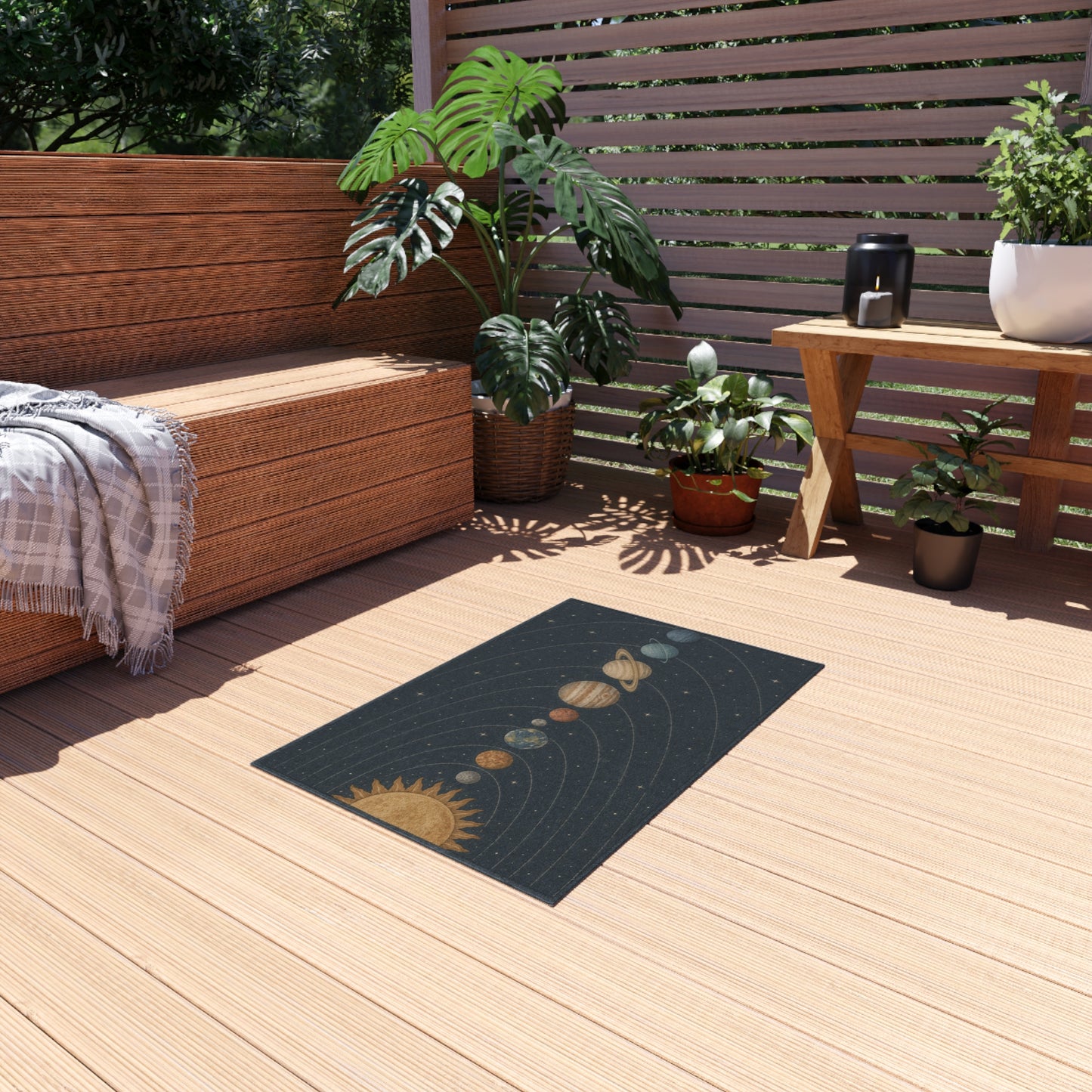 Solar System Planets Outdoor Rug | Celestial Orbit Patio Mat