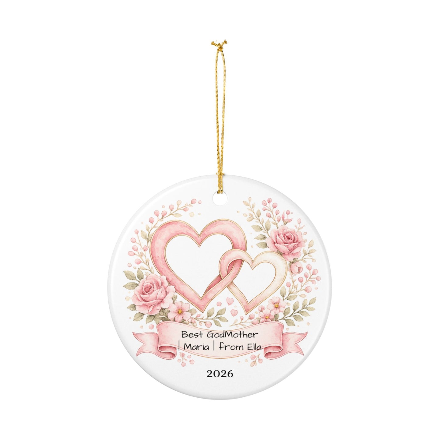 Godmother Christmas Ornament Personalized, Ceramic Keepsake with Name, Gift for Godmother from Godchild 2026