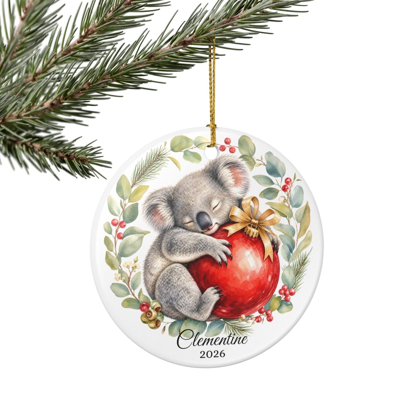 Baby First Christmas Ornament Personalized, Koala Keepsake with Name 2026, New Baby Gift, Cute Animal Nursery Ornament