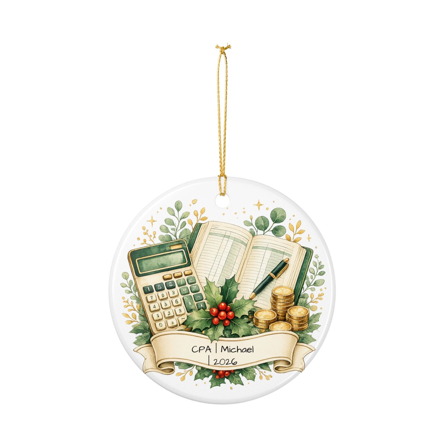 CPA Christmas Ornament Personalized with Name, Ceramic Keepsake, Accountant Gift, Certified Public Accountant Gift 2026