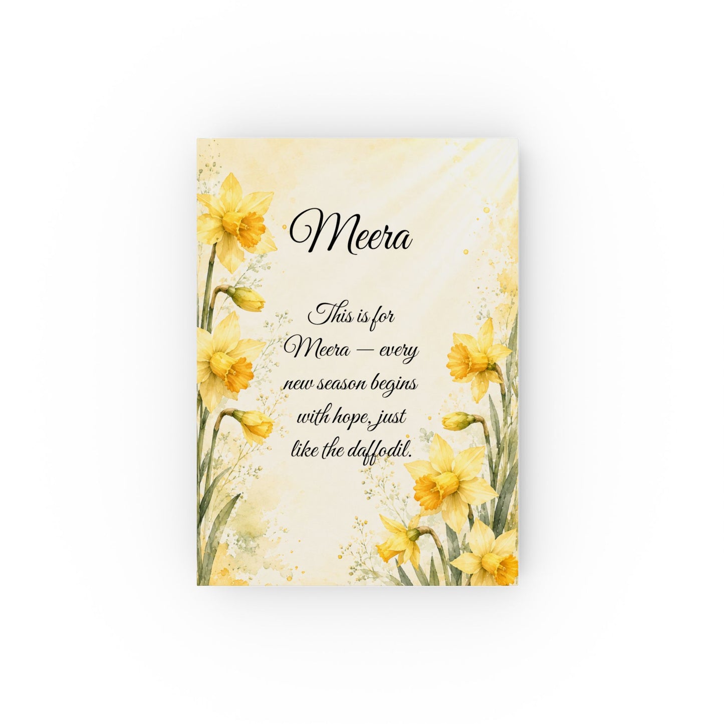 Daffodil Birth Month Flower Journal Custom Name, March Birthday New Beginnings Gift for Her, Personalized Spring Diary