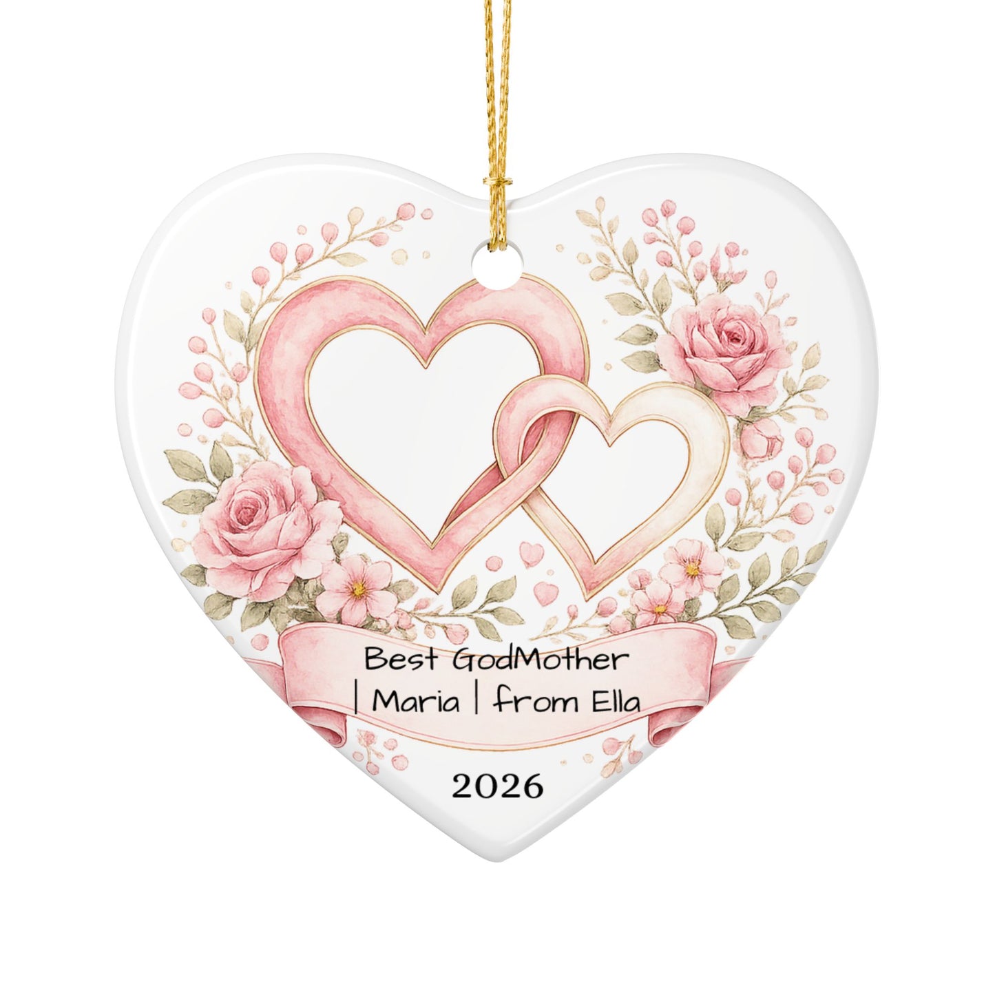 Godmother Christmas Ornament Personalized, Ceramic Keepsake with Name, Gift for Godmother from Godchild 2026