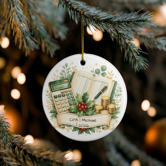 CPA Christmas Ornament Personalized with Name, Ceramic Keepsake, Accountant Gift, Certified Public Accountant Gift 2026