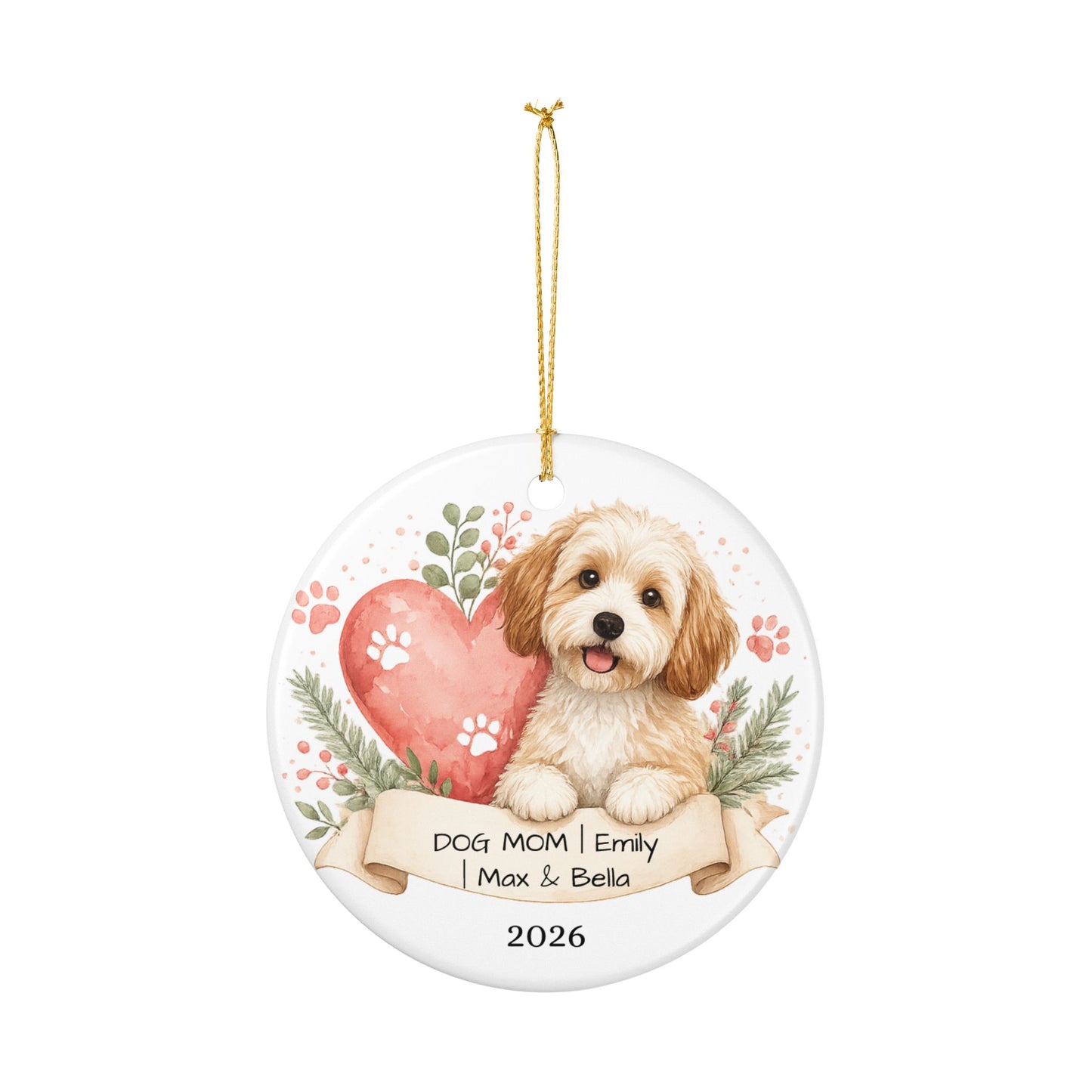 Dog Mom Christmas Ornament Personalized with Name, Ceramic Keepsake, Dog Mom Gift, Gift for Dog Lover Her 2026