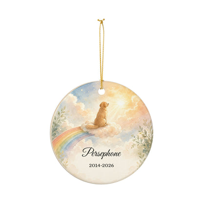 Pet Memorial Ornament Personalized, Rainbow Bridge Dog Remembrance Keepsake with Name, Loss of Dog Sympathy Gift