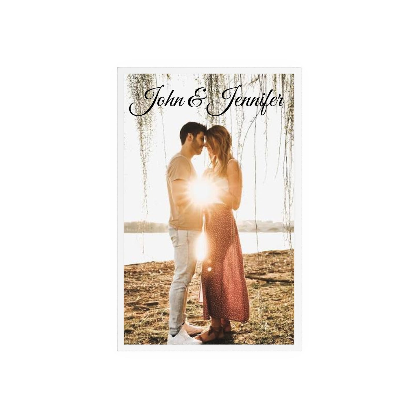 Personalized Couples Photo Acrylic Sign with Wooden Stand | Custom Name Display