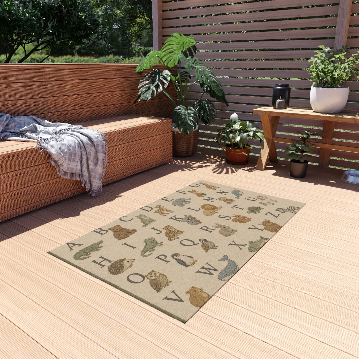Alphabet Animals Outdoor Rug | ABC Kids Nursery Playroom Mat