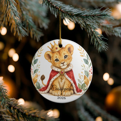 Baby Boy First Christmas Ornament Personalized, Lion Cub Crown Keepsake with Name, Little Prince New Baby Gift 2026