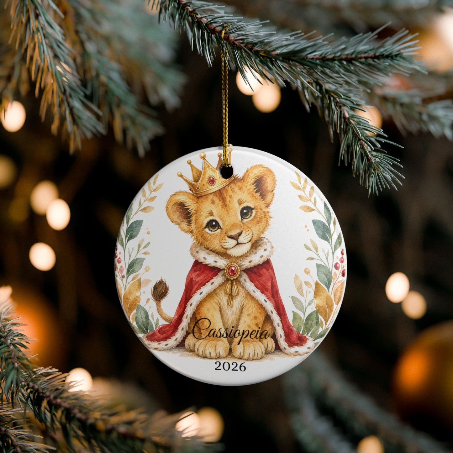 Baby Boy First Christmas Ornament Personalized, Lion Cub Crown Keepsake with Name, Little Prince New Baby Gift 2026