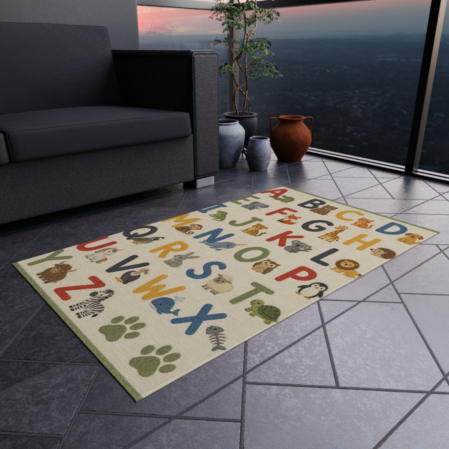 Alphabet Animal Letters Outdoor Rug | Kids ABC Play Mat