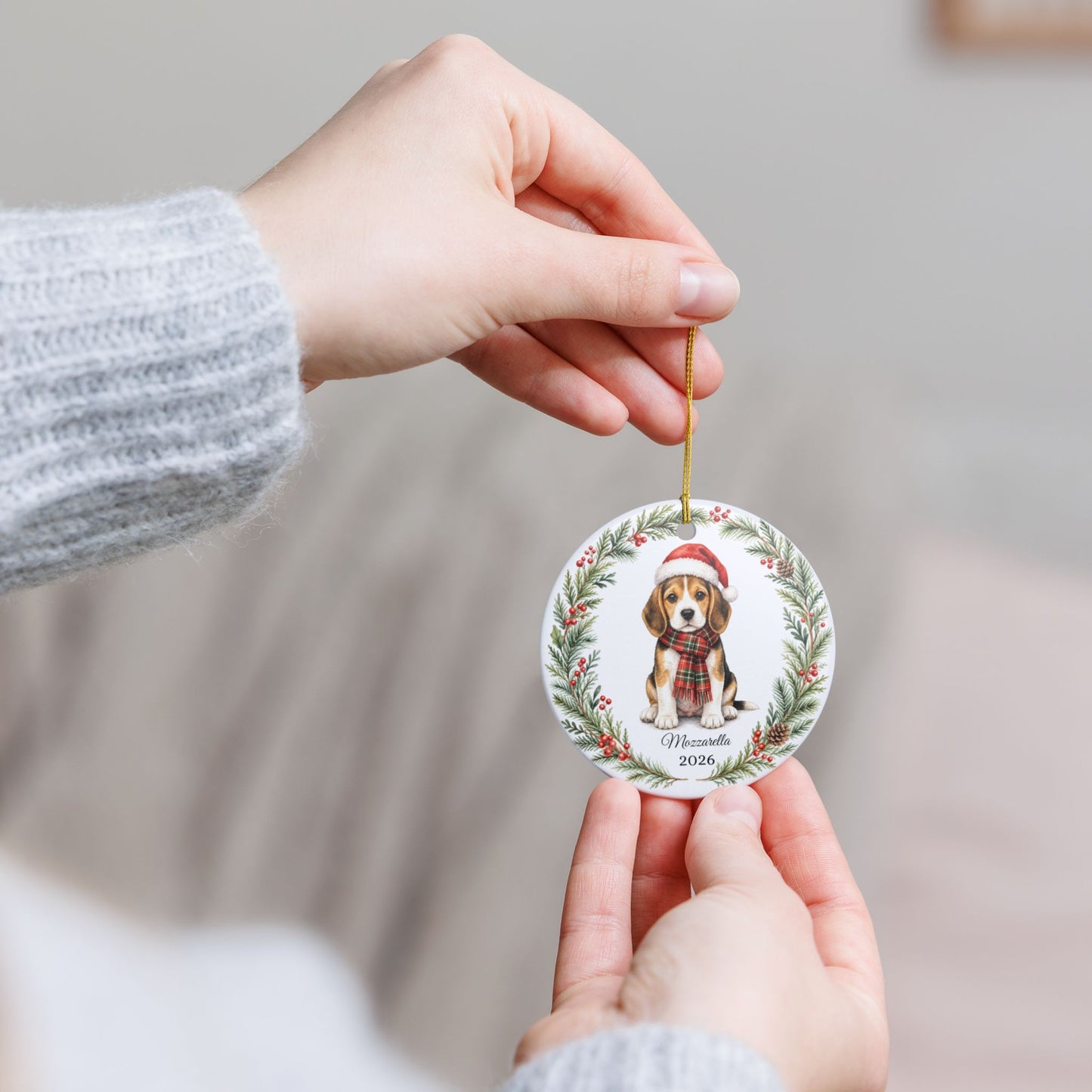 Beagle Ornament Personalized with Name, Beagle Christmas Ornament, Dog Mom Dad Gift, Beagle Lover Keepsake Gift 2026