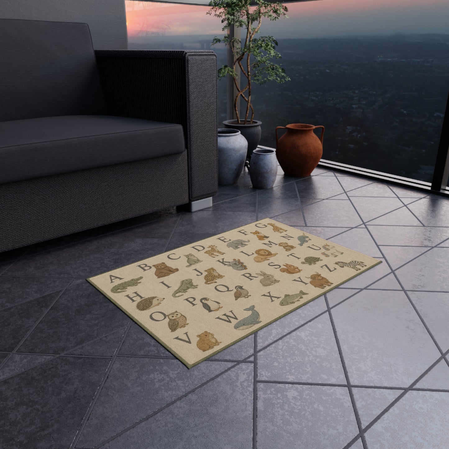 Alphabet Animals Outdoor Rug | ABC Kids Nursery Playroom Mat