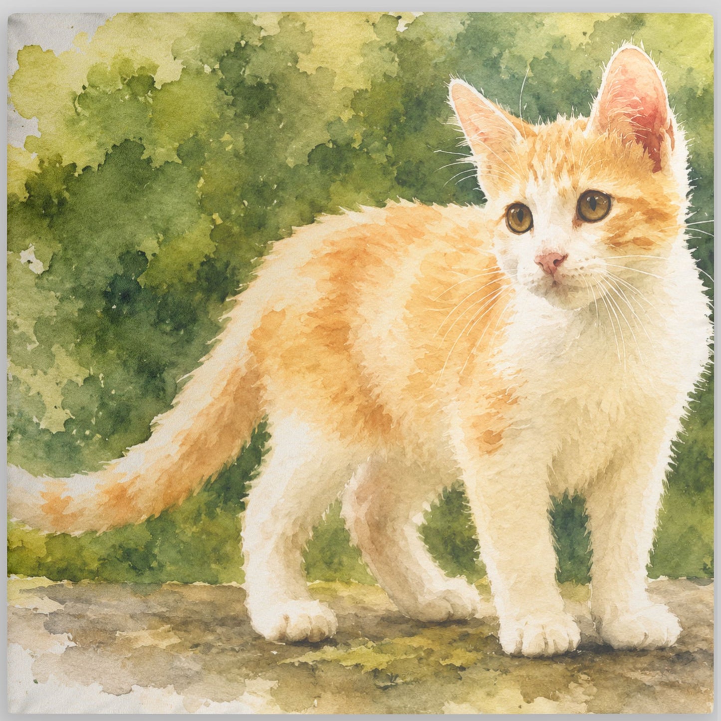 Orange Tabby Kitten Watercolor Custom Shaped Pillow | Cat Pillow