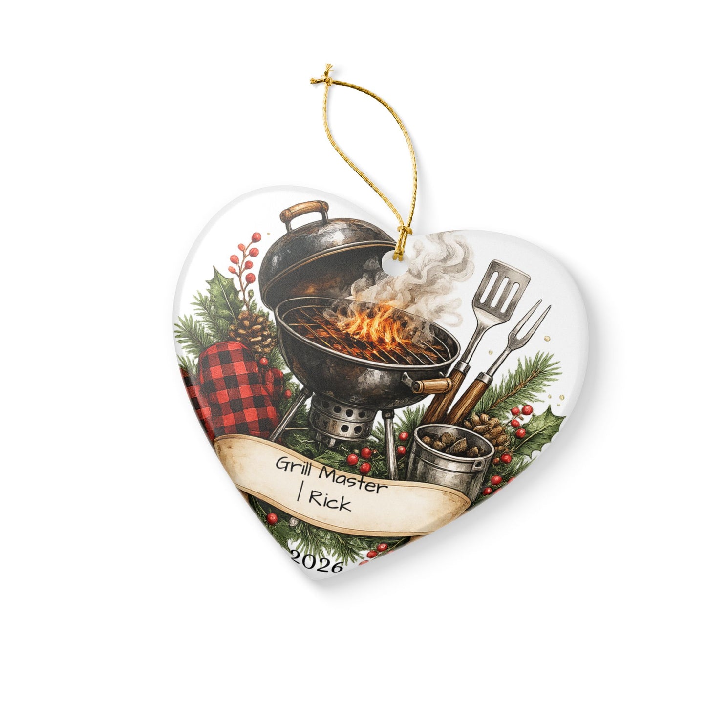 BBQ Father in Law Ornament Personalized, Grill Master Ceramic Keepsake with Name, Grilling FIL Gift 2026