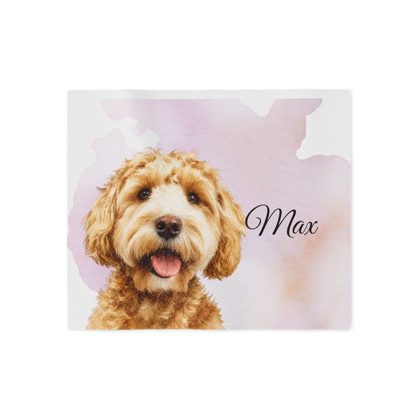 Personalized Dog Portrait Blanket | Watercolor Background, Pet Name