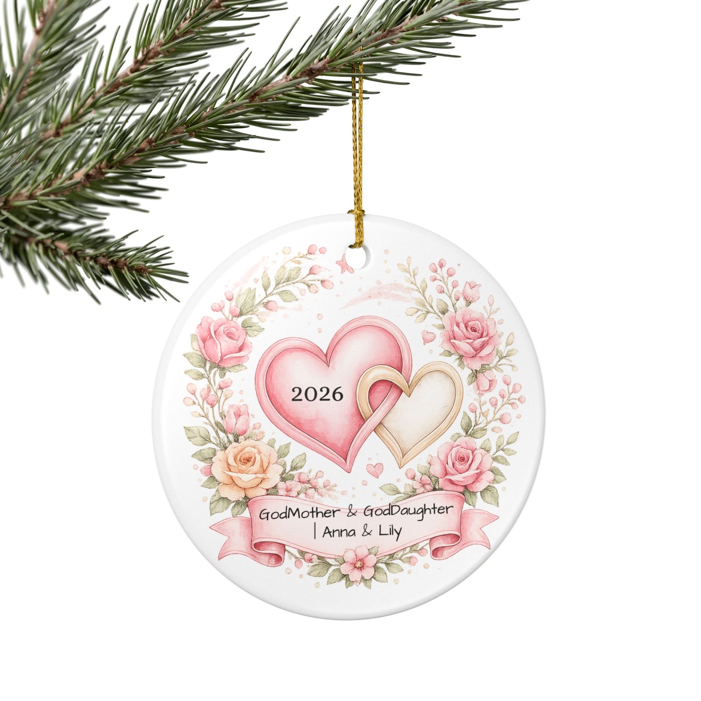 Godmother and Goddaughter Ornament Personalized, Ceramic Keepsake with Names, Godmother Goddaughter Gift 2026