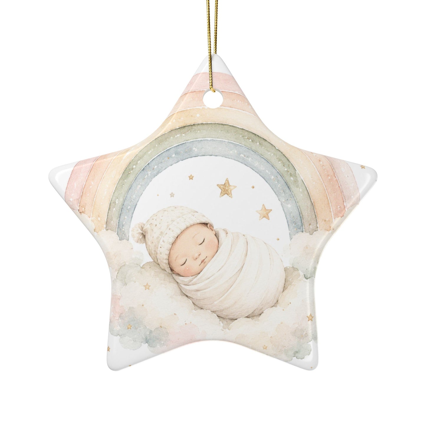 Personalized Baby Rainbow Ornament | Ceramic Ornament