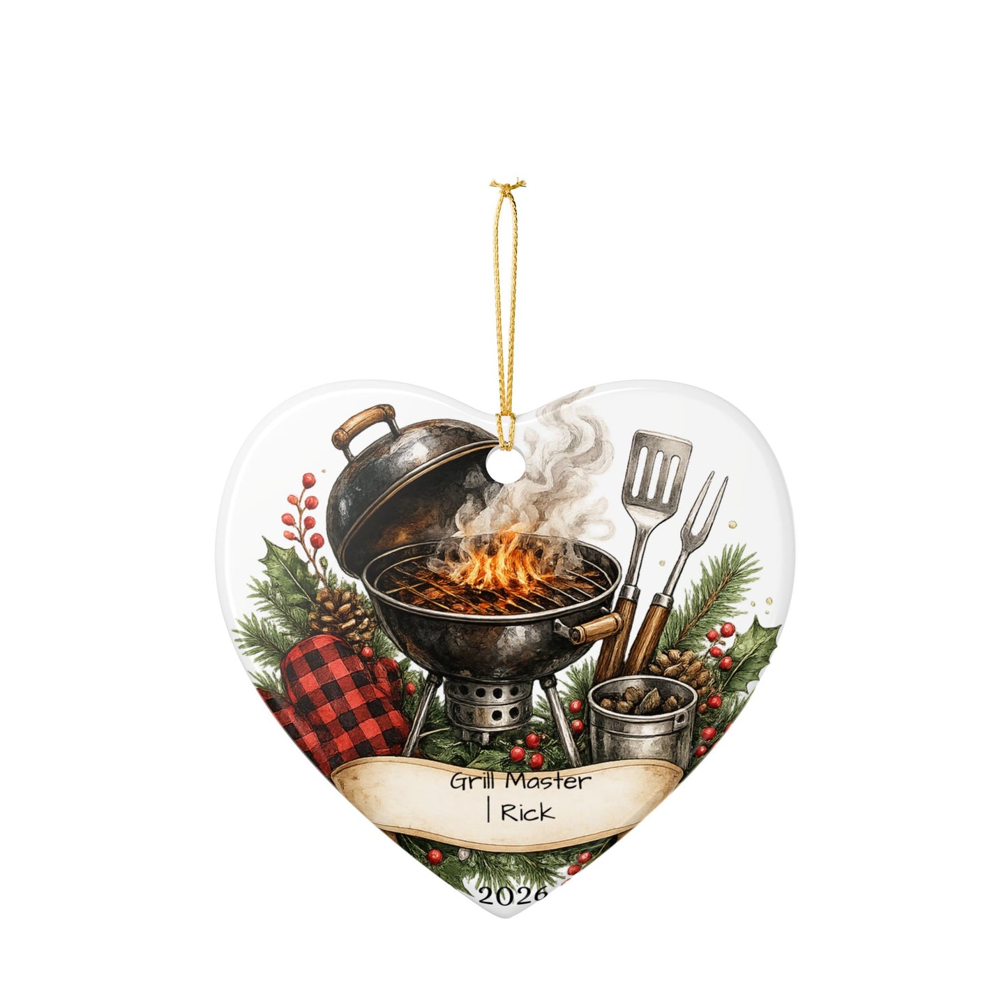 BBQ Father in Law Ornament Personalized, Grill Master Ceramic Keepsake with Name, Grilling FIL Gift 2026