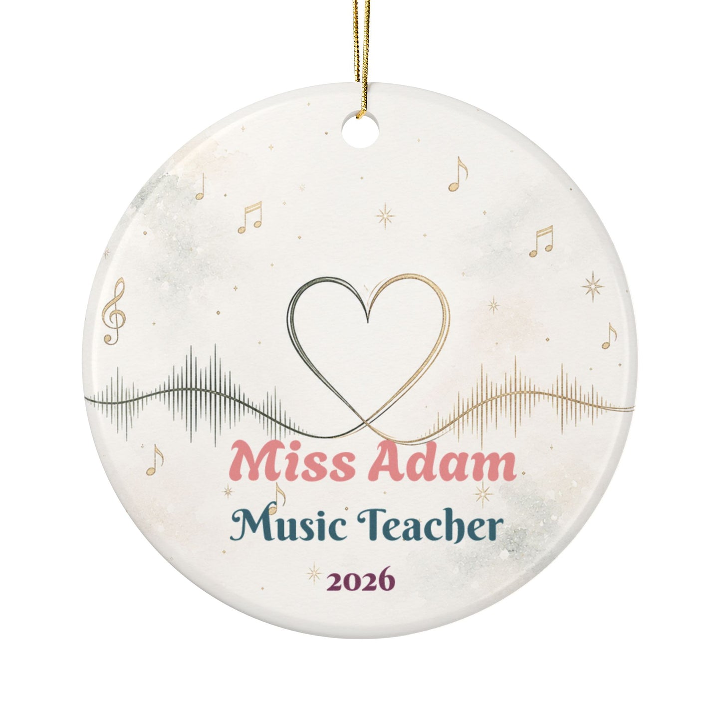 Music teacher heart waveform Ornament | Personalized Ceramic Ornament 2026