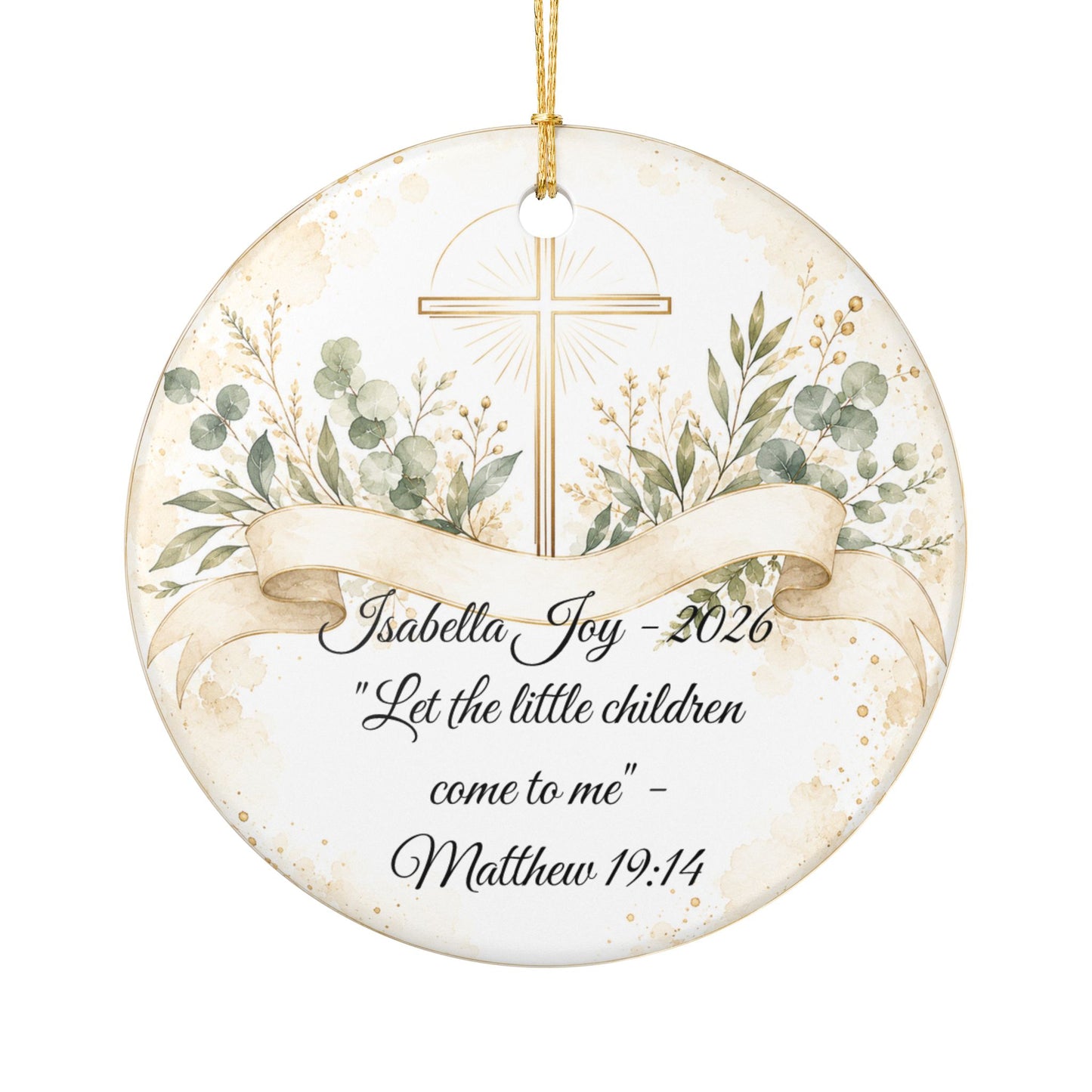 Scripture Baptism Ornament Personalized, Bible Verse Christening Keepsake with Name, Ceramic Religious Gift, Baby Dedication Ornament 2026