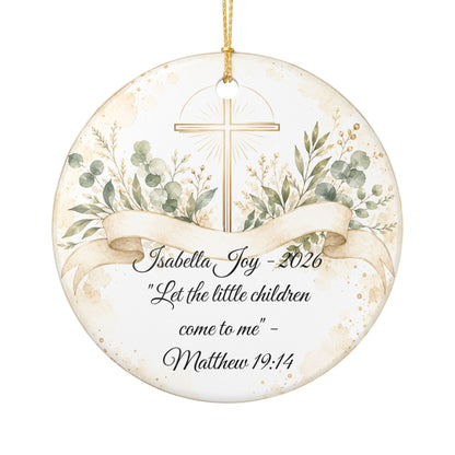 Scripture Baptism Ornament Personalized, Bible Verse Christening Keepsake with Name, Ceramic Religious Gift, Baby Dedication Ornament 2026