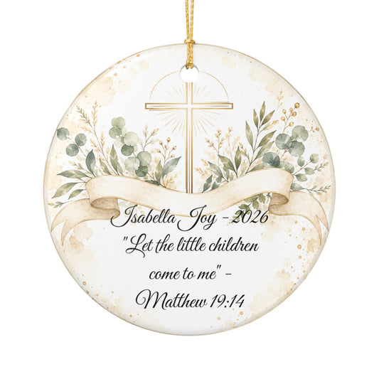 Scripture Baptism Ornament Personalized, Bible Verse Christening Keepsake with Name, Ceramic Religious Gift, Baby Dedication Ornament 2026