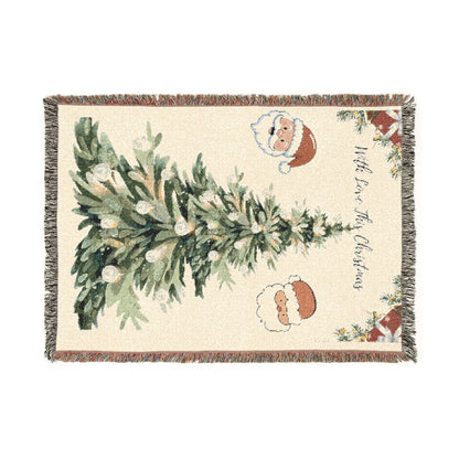 Christmas Tree Woven Blanket | Santa Ornament Holiday Throw
