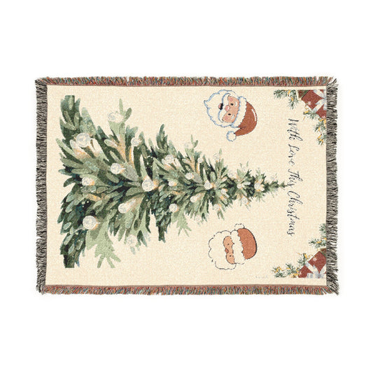 Christmas Tree Woven Blanket | Santa Ornament Holiday Throw