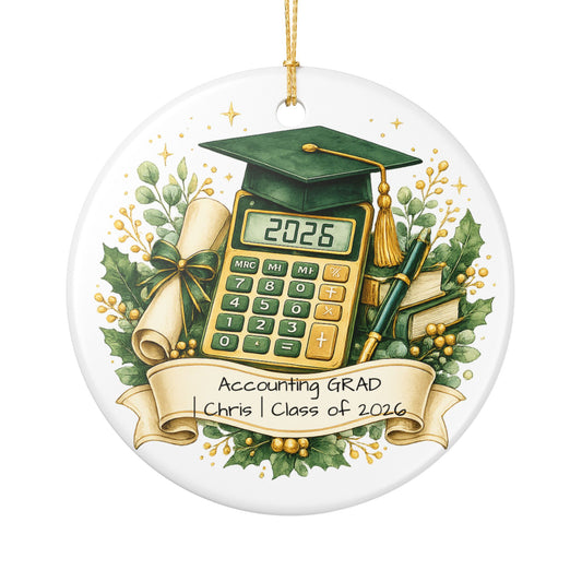 Accounting Graduate Ornament 2026 Personalized, Ceramic Keepsake with Name, Accounting Grad Gift, Future CPA Gift