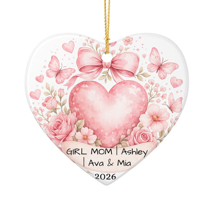 Girl Mom Christmas Ornament Personalized with Names, Ceramic Keepsake, Girl Mom Gift, Mother of Girls Gift 2026