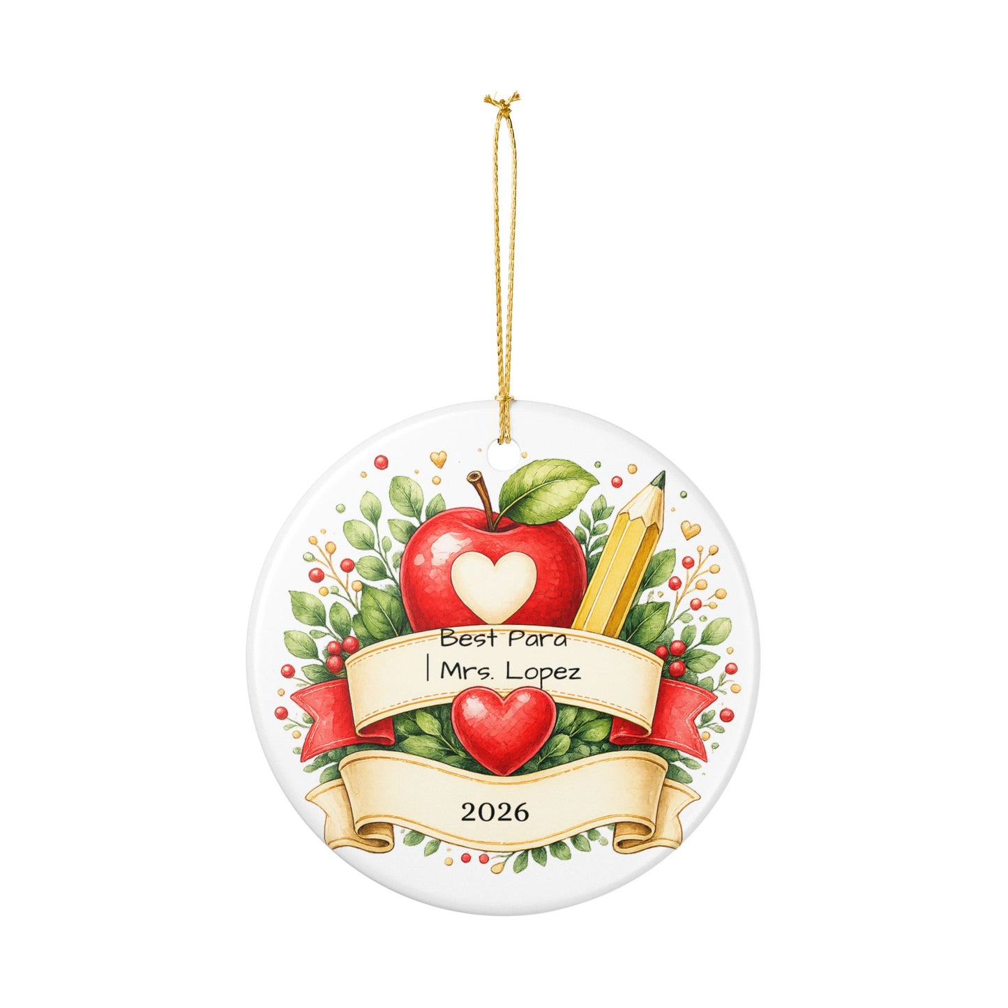 Paraprofessional Christmas Ornament Personalized, Ceramic Keepsake with Name, Para Appreciation Gift, Teacher Aide 2026
