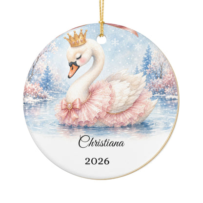 Baby Girl First Christmas Ornament Personalized, Swan Princess Keepsake with Name, Little Princess New Baby Gift 2026