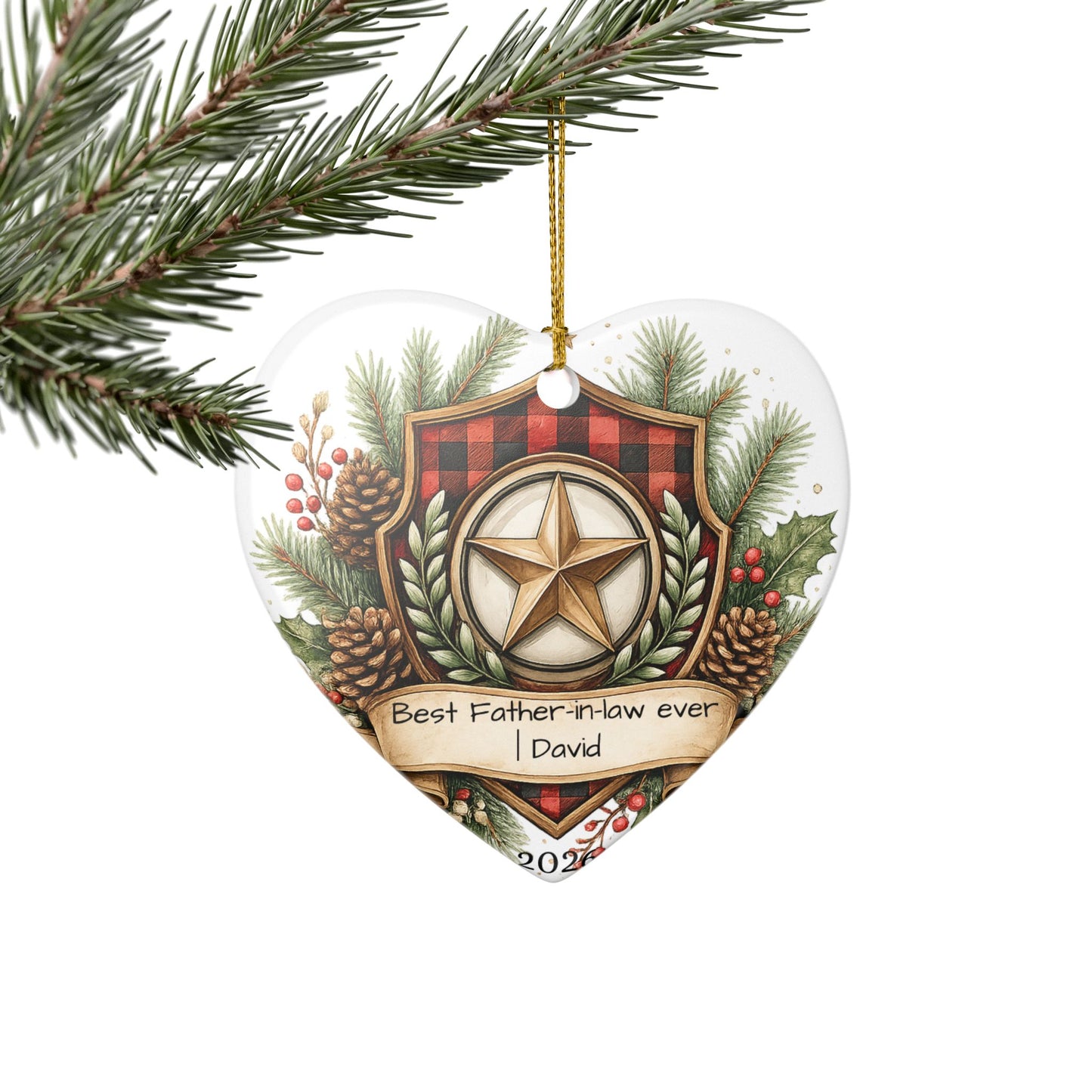 Best Father in Law Christmas Ornament Personalized, Ceramic Keepsake with Name, Gift from Son Daughter in Law 2026