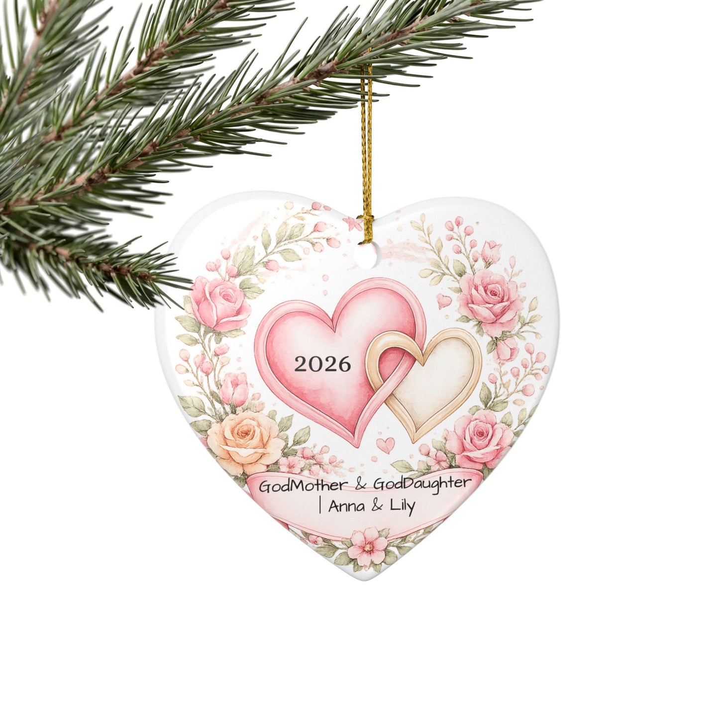Godmother and Goddaughter Ornament Personalized, Ceramic Keepsake with Names, Godmother Goddaughter Gift 2026