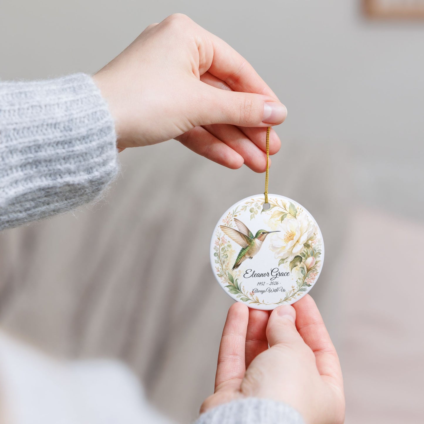 Hummingbird Memorial Ornament Personalized, Remembrance Keepsake with Name, In Loving Memory Gift, Loss of Loved One