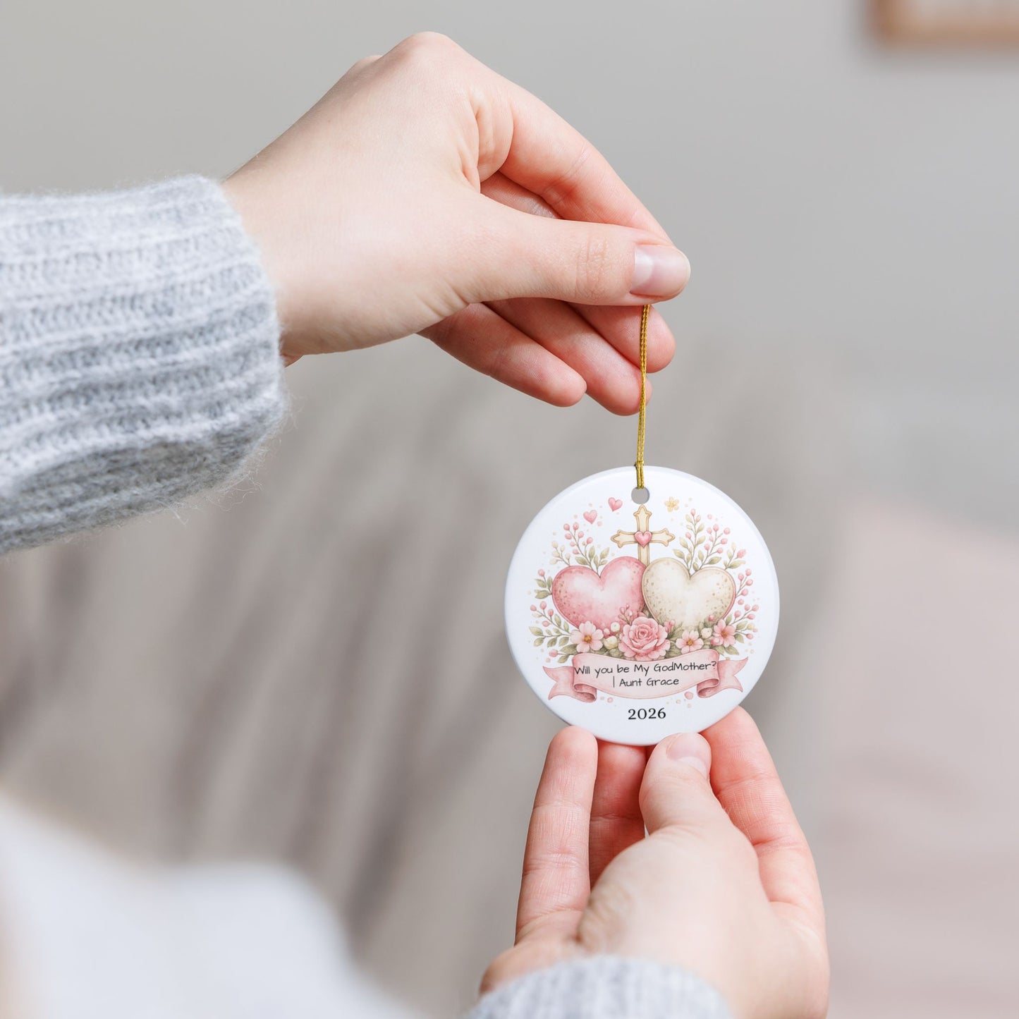 Will You Be My Godmother Ornament Personalized, Ceramic Proposal Keepsake with Name, Godmother Proposal Gift 2026