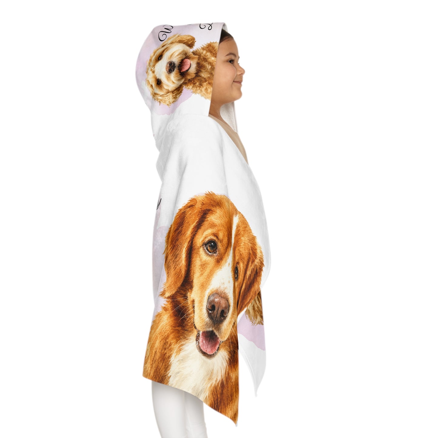 Waffles & Bean Youth Hooded Towel | Personalized Dog Portraits