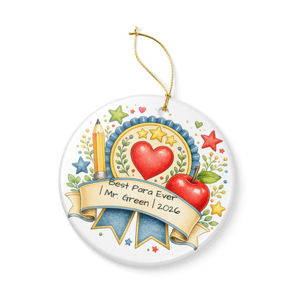 Best Para Ever Christmas Ornament Personalized with Name, Ceramic Keepsake, Paraprofessional Appreciation Gift 2026