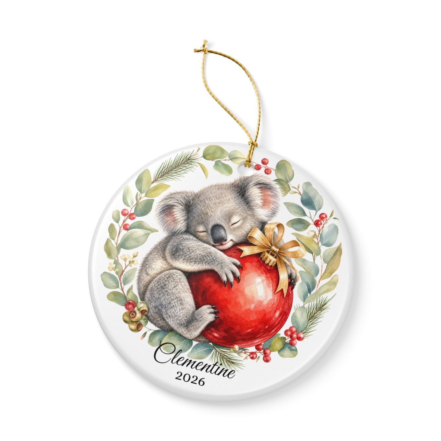 Baby First Christmas Ornament Personalized, Koala Keepsake with Name 2026, New Baby Gift, Cute Animal Nursery Ornament