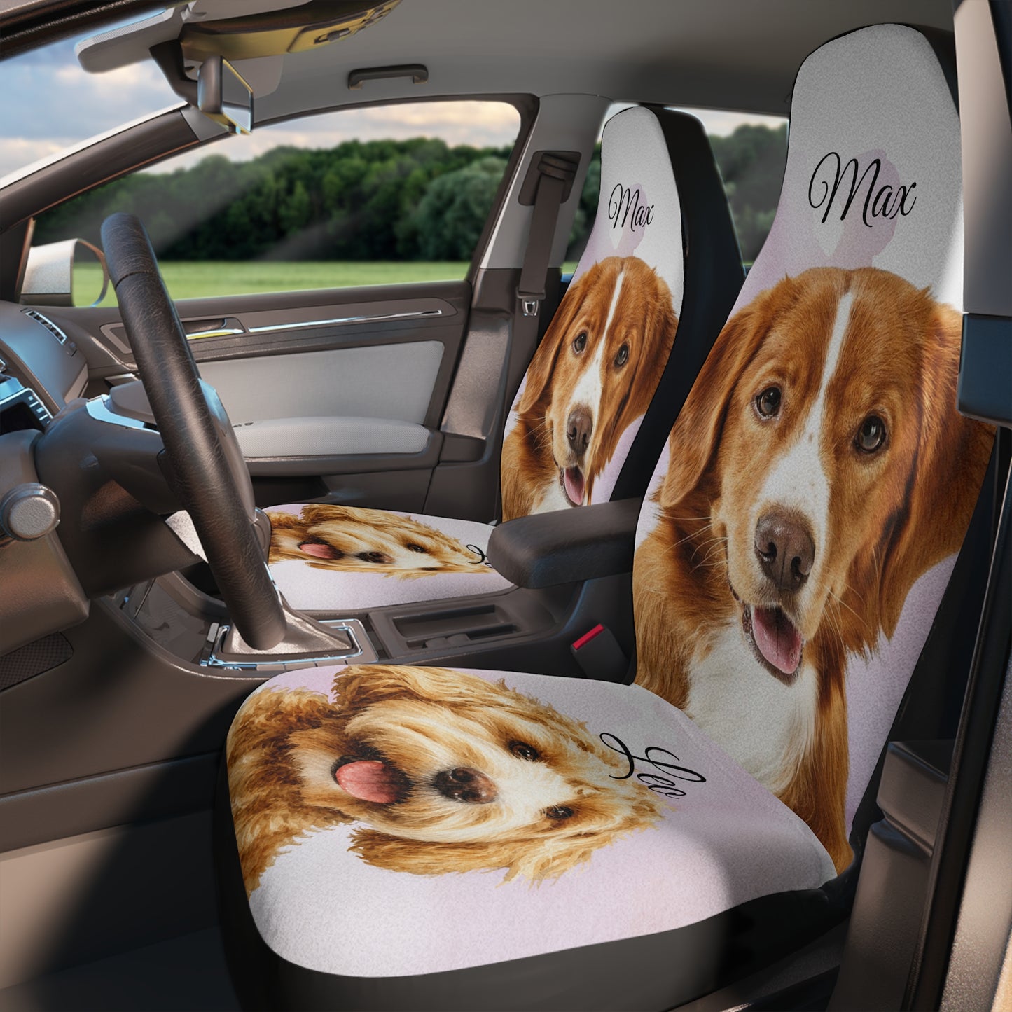 Personalized Pet Portrait Car Seat Covers | Custom Dog Face Seat Cover