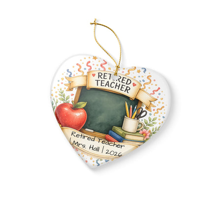 Retired Teacher Christmas Ornament 2026 Personalized, Ceramic Keepsake with Name, Teacher Retirement Gift 2026