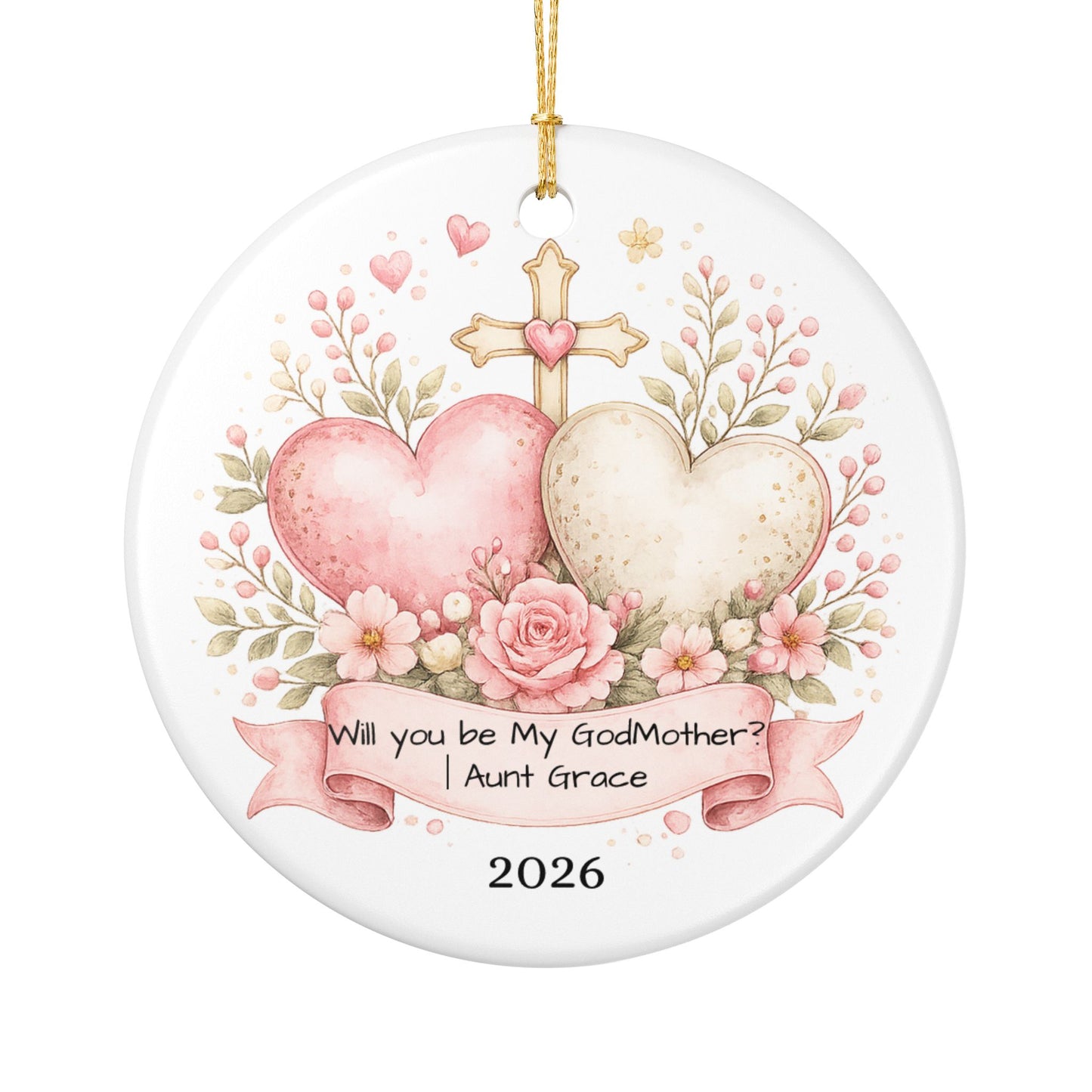 Will You Be My Godmother Ornament Personalized, Ceramic Proposal Keepsake with Name, Godmother Proposal Gift 2026