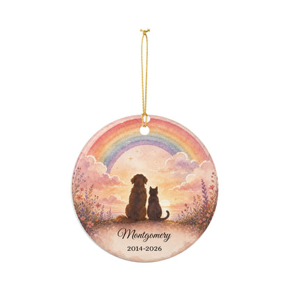 Pet Memorial Ornament Personalized, Rainbow Bridge Keepsake with Name, Dog Cat Remembrance Gift, Pet Loss Sympathy