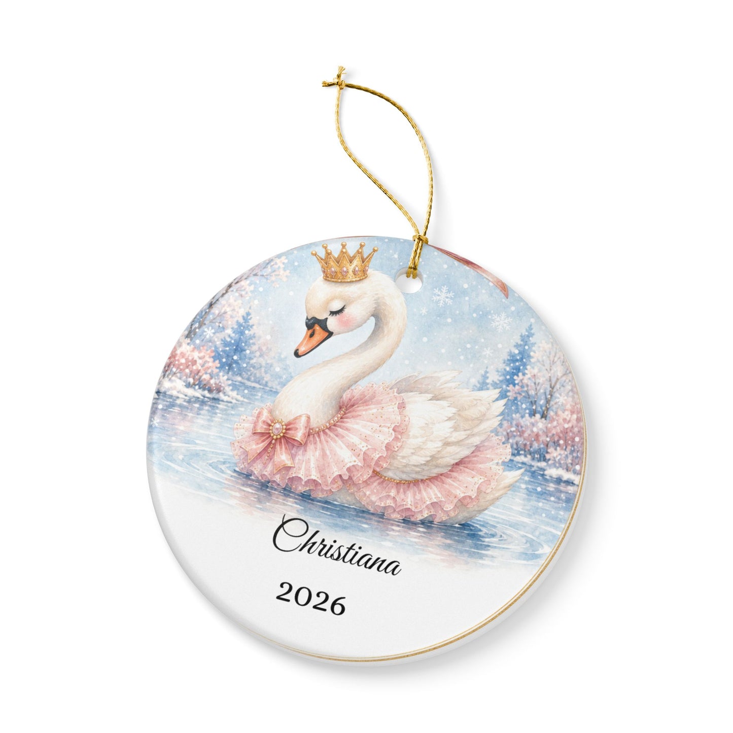 Baby Girl First Christmas Ornament Personalized, Swan Princess Keepsake with Name, Little Princess New Baby Gift 2026