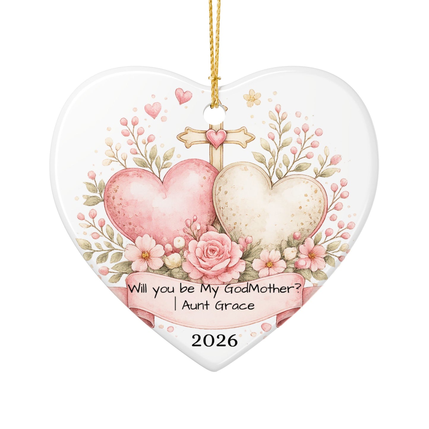 Will You Be My Godmother Ornament Personalized, Ceramic Proposal Keepsake with Name, Godmother Proposal Gift 2026