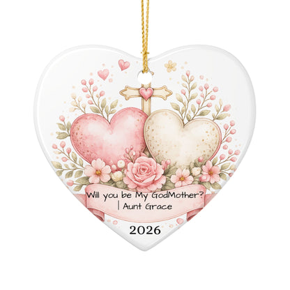 Will You Be My Godmother Ornament Personalized, Ceramic Proposal Keepsake with Name, Godmother Proposal Gift 2026