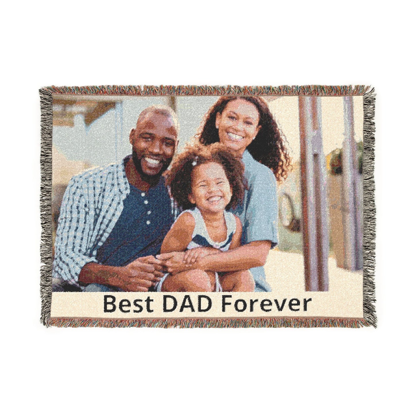 Best DAD Forever Woven Blanket | Custom Family Photo Throw