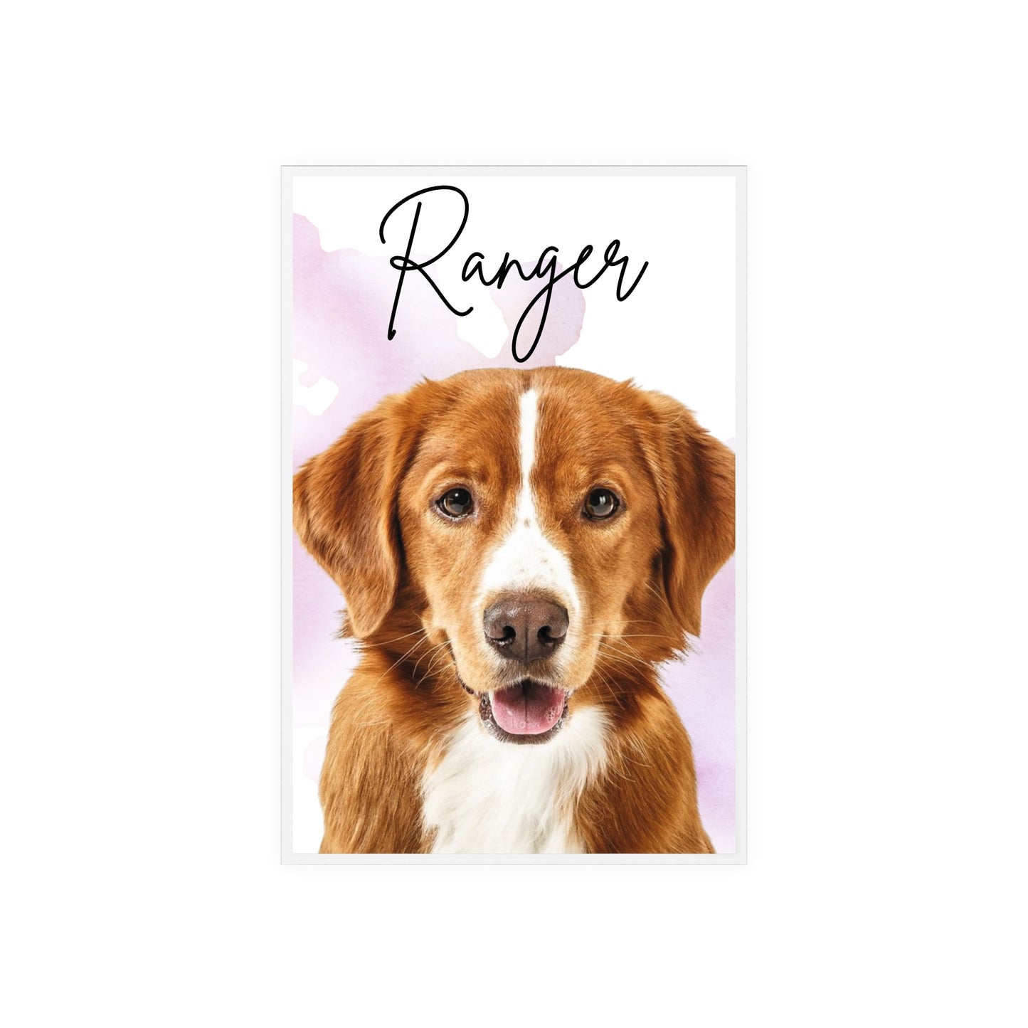 Personalized Dog Portrait Acrylic Sign with Wooden Stand | Pet Name Display