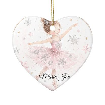 Ballet Ballerina with Snowflakes Ceramic Ornament | Two-Sided